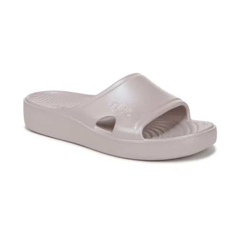 NWT Ryka Women's Soothe Slides Sandals White Pearl Size 8 M $100 RY1903